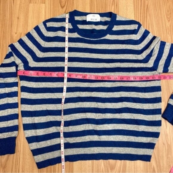 Allude Wool-Cashmere Sweater Gray‎ Navy Women Size Large - Picture 4 of 8